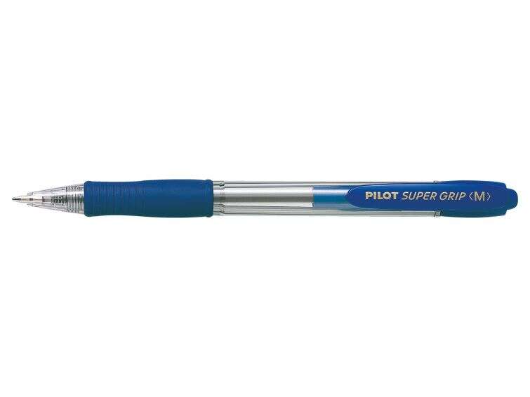 Pilot Boligrafo de Bola Retractil SuperGrip - Punta Redonda 1.0mm - Trazo 0.27mm - Tinta de Aceite - Grip Ergonomico - Color Azu