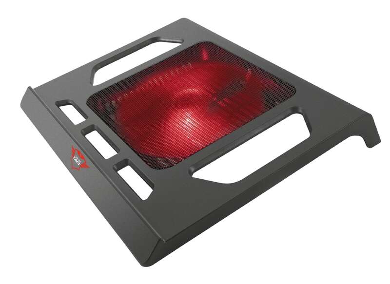 Trust Gaming GXT 220 Kuzo Base de Refrigeracion para Portatil hasta 17.3" - Ventilador Silencioso con Iluminacion Roja - Color N