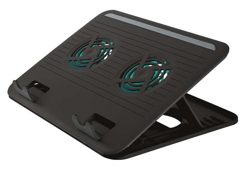 Trust Cyclone Base Refrigeradora USB para Portatil hasta 16" - 2x Ventiladores Silenciosos - 8 Posiciones Ajustables - Color Neg