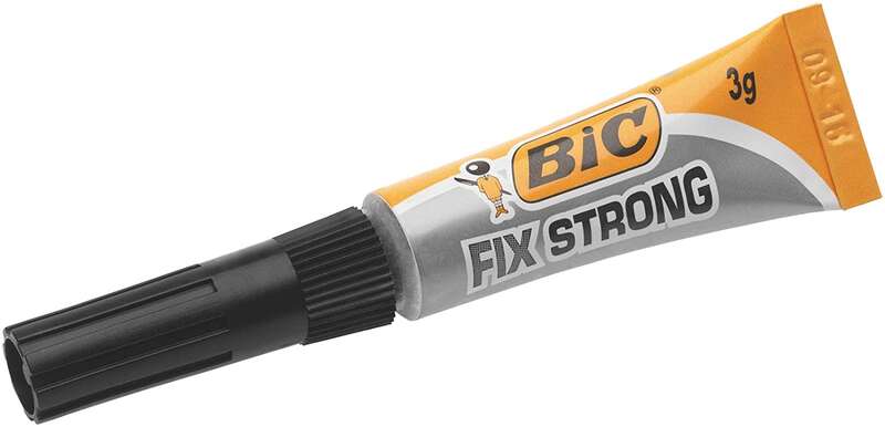 Bic Fix Strong Pegamento de Contacto Extra Fuerte 3gr - Uso en Madera, Plastico y Porcelana - No Gotea - Tapon Anti-Obstruccion (9017583)