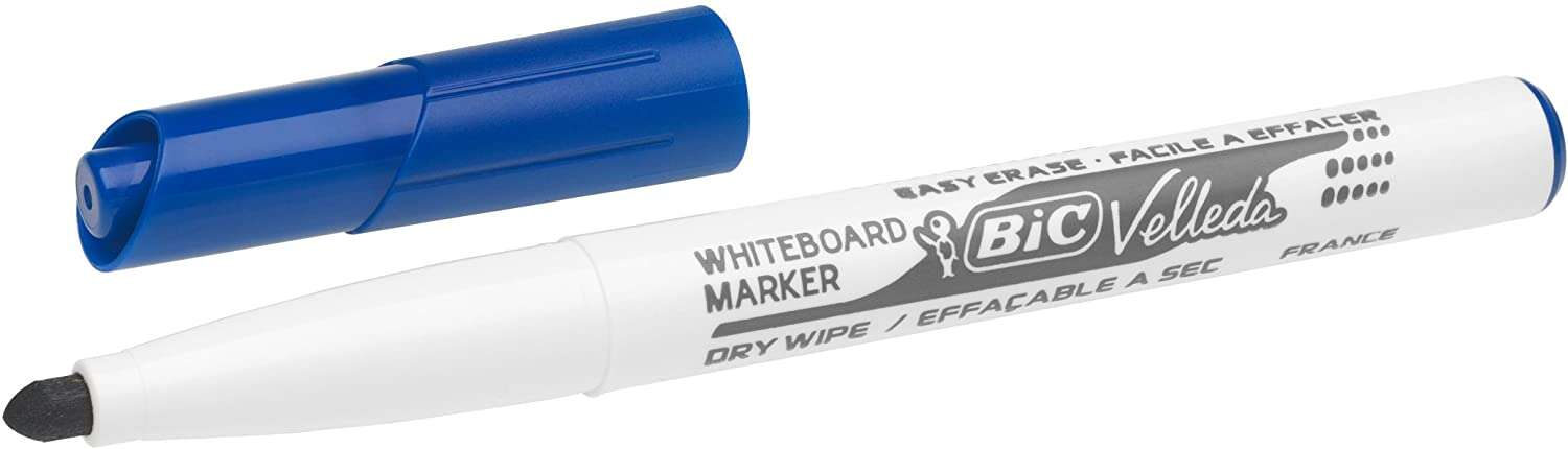 Bic Velleda 1741 Marcador para Pizarra - Punta de 4.5 mm - Trazo 1.4mm - Tinta con Base de Acetona - Borrado Optimo - Larga Duracion - Color Azul