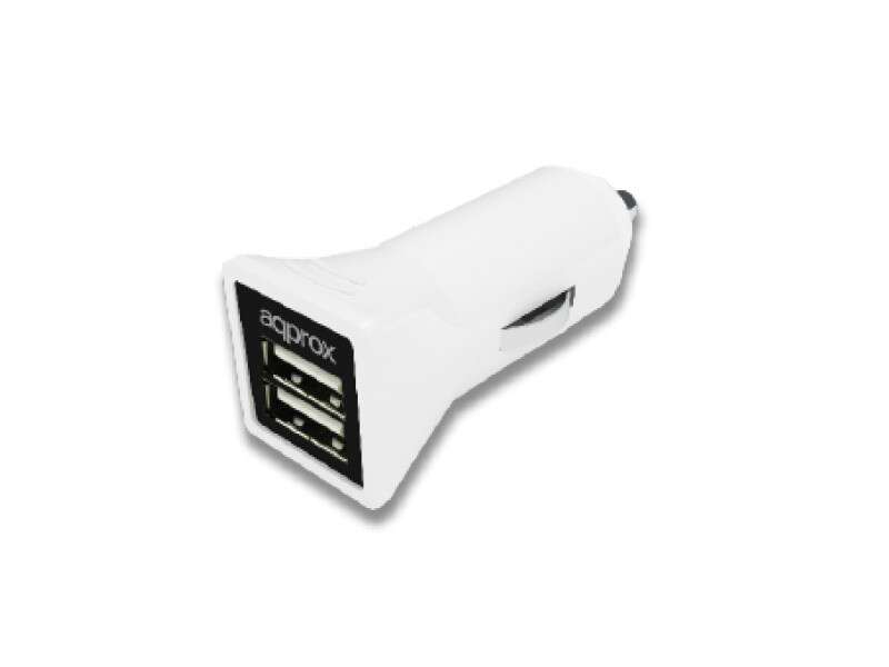 Approx Cargador USB para el Coche - 5V/3.1A de Salida - 12V/24V de Entrada - Máxima Compatibilidad con todos los dispositivos - Color Blanco