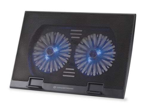 Conceptronic Thana 02 Base de Refrigeracion para Portatiles hasta 17" - 2 Ventiladores - Leds Azules - Color Negro