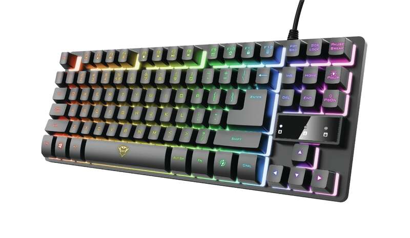 Trust Gaming GXT 833 Thado TKL Teclado Compacto USB - 12 Teclas Multimedia - Antighosting - Iluminacion LED - Cable Trenzado de 1.50m - Color Negro