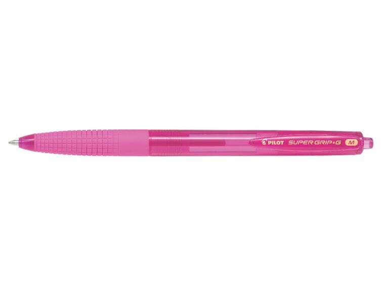 Pilot Boligrafo de Bola Retractil SuperGrip G - Punta Redonda 1.0mm - Trazo 0.4mm - Tinta de Aceite - Grip Ergonomico - Color Rosa