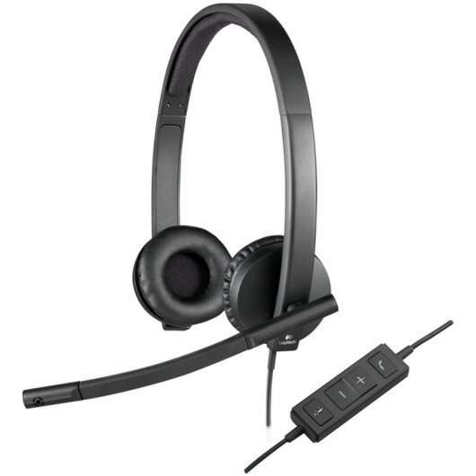 Logitech H570E Auriculares con Microfono USB - Microfono Plegable - Diadema Ajustable - Almohadillas Acolchadas - Controles en Cable - Color Negro