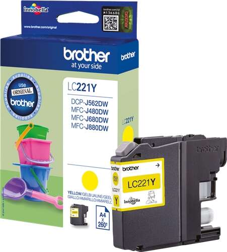 Brother LC221 Amarillo Cartucho de Tinta Original - LC221YBP