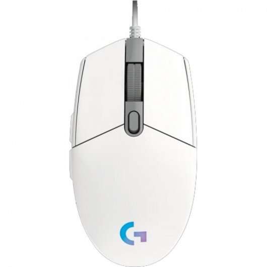 Logitech G203 Lightsync Raton USB 8000dpi - 5 Botones Programables - Iluminacion RGB Lightsync - Uso Diestro - Cable de 2.10m - Color Blanco