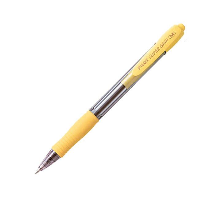 Pilot Boligrafo de Bola Retractil SuperGrip - Punta Redonda 1.0mm - Trazo 0.27mm - Tinta de Aceite - Grip Ergonomico - Color Ama
