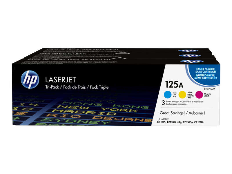 HP CB541A/CB542A/CB543A Pack de 3 Cartuchos de Toner Originales - 125A