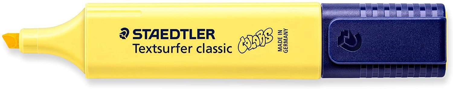 Staedtler Textsurfer Classic 364 Pastel Marcador Fluorescente - Punta Biselada - Trazo entre 1 - 5mm - Tinta con Base de Agua - Color Amarillo Girasol