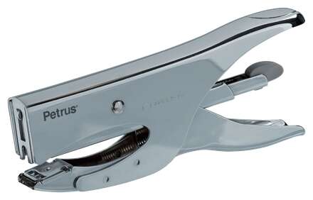 Petrus 222 Grapadora de Tenaza - Hasta 40 Hojas - Grapado Cerrado y Abierto - Diseño Ergonomico - Color Cromado