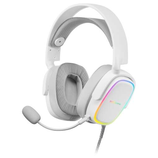 Mars Gaming MHAXW Auriculares Gaming con Microfono Extraible - Iluminacion RGB - Diadema Ajustable - Almohadillas Acolchadas - Control en Cable - Cable Trenzado de 2m