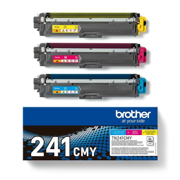 Brother TN241 Pack de 3 Cartuchos de Toner Originales - Cian, Magenta, Amarillo - TN241CMY