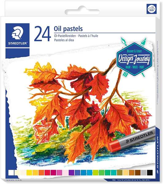 Staedtler Pasteles al Oleo 2420 Pack de 24 Ceras Blandas - Resistencia a la Rotura - Extremadamente Brillantes - Colores Surtidos