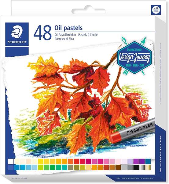 Staedtler Pasteles al Oleo 2420 Pack de 48 Ceras Blandas - Resistencia a la Rotura - Extremadamente Brillantes - Colores Surtidos