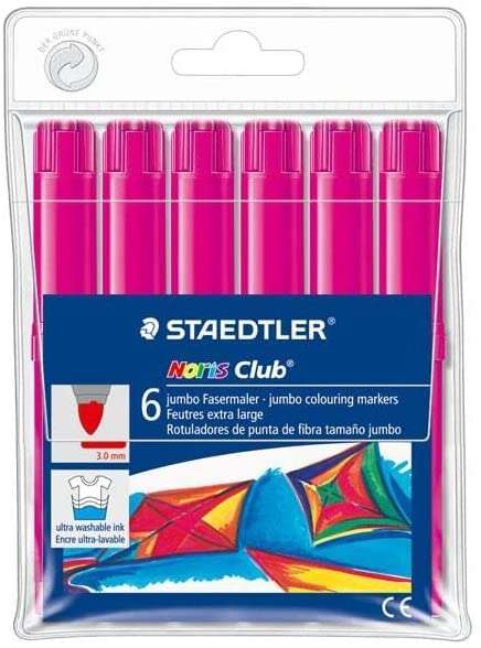Staedtler Noris Watercolour 340 Pack de 6 Rotuladores de Gran Tamaño - Trazo 3mm Aprox - Lavable Facilmente - Tinta Base de Agua