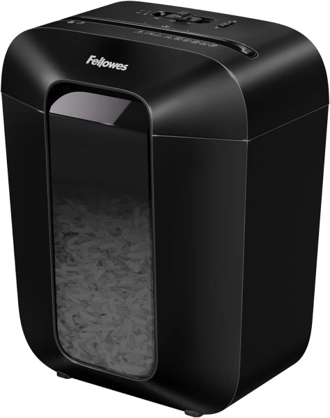 Fellowes LX50 Destructora de Papel Manual Corte en Particulas P-4 - Destruye hasta 9 Hojas a la Vez - Capacidad de la Papelera 17L - Color Negro