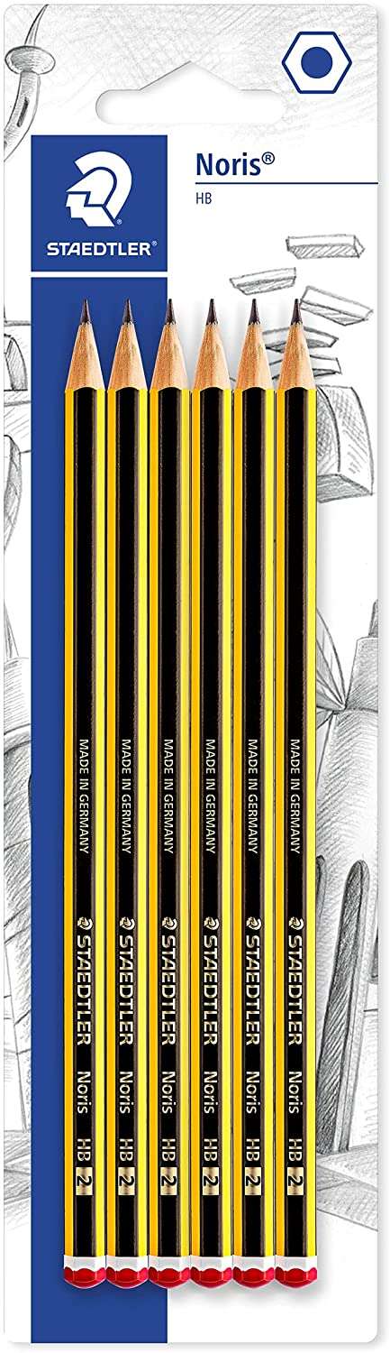 Staedtler Noris 120 Pack de 6 Lapices de Grafito Hexagonales HB - Resistencia a la Rotura - Madera de Bosques Sostenibles
