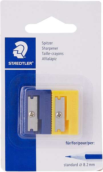 Staedtler Pack de 2 Sacapuntas de Plastico - Angulo de Afilado 23º - 1 Agujero