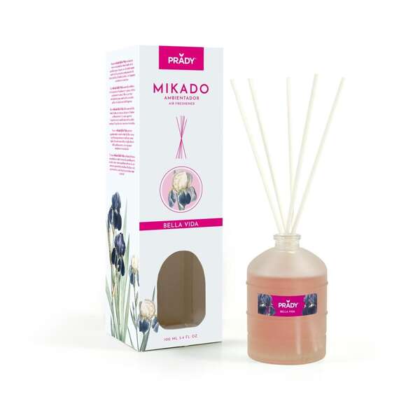 Prady Ambientador Mikado Belle Epoque - Frasco de Cristal 100ml y Varitas Difusoras