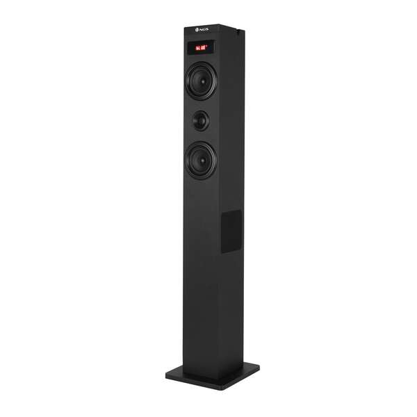 NGS Sky Charm 2.1 Torre de Sonido Bluetooth 80W - Mando a Distancia - Pantalla LED - USB, Radio FM, Aux In y Entrada Optica TV - Carcasa de Madera