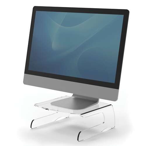 Fellowes Clarity Soporte para Monitor - Altura de 11cm - Resistente Acrilico de 6mm de Espesor - Hasta 6.5kg - Color Transparente