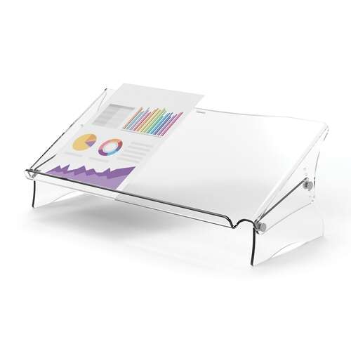 Fellowes Clarity Soporte y Atril de Documentos - Espacio Interior para Complementos - Formatos de Papel A4, A3 - Hasta 6kg - Color Transportes