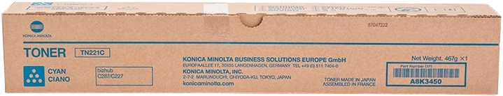 Konica Minolta TN221 Cyan Cartucho de Toner Original - TN221C/A8K3450