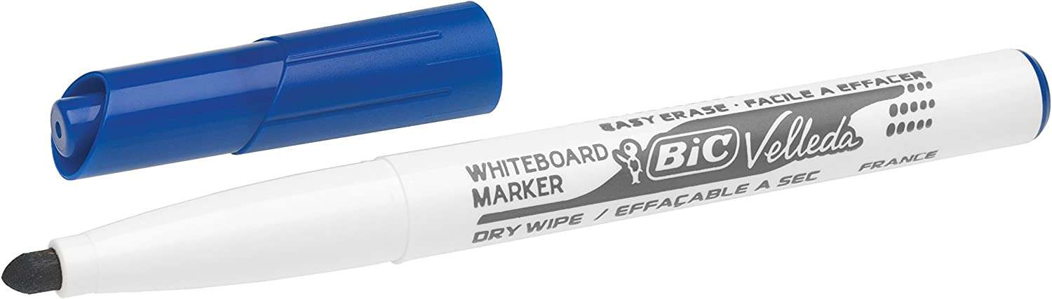 Bic Velleda 1741 Marcador para Pizarra - Punta de 4.5 mm - Trazo 1.4mm - Tinta con Base de Acetona - Borrado Optimo - Larga Duracion - Color Azul