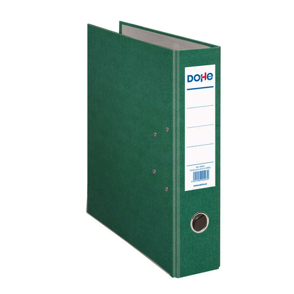 Dohe Archivador de Palanca Tamaño Folio - Lomo Ancho 70mm - Ollao, Rado y Tarjetero en el Lomo - Carton Forrado con Polipropileno - Cantoneras Metalicas - Color Verde