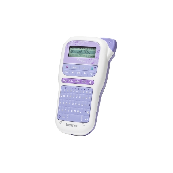 Brother PT-H200 Rotuladora Electronica Portatil - Pantalla LCD - Ancho de Cinta hasta 12mm - Velocidad de Impresion de 20mm/seg. - Color Violeta/Blanco