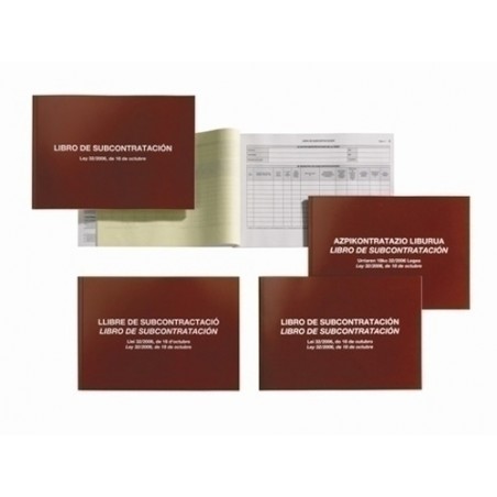 Miquel Rius Libro de Subcontratacion Catalan-Valenciano/Castellano - Tamaño A4 Apaisado - 20 Hojas 56gr Autocopia Foliado - Cubiertas en Cartulina