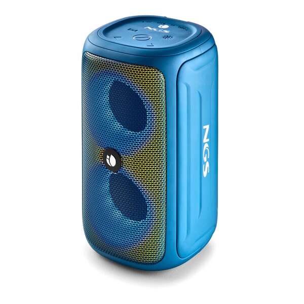 NGS Roller Beast Altavoz Bluetooth 32W TWS - Iluminacion RGB - Autonomia hasta 30h - Resistencia al Agua IPX5 - Correa de Transporte - Color Azul