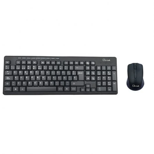 L-Link Pack Inalambrico USB Teclado + Raton 1200dpi 3 Botones - Uso Ambidiestro - Color Negro