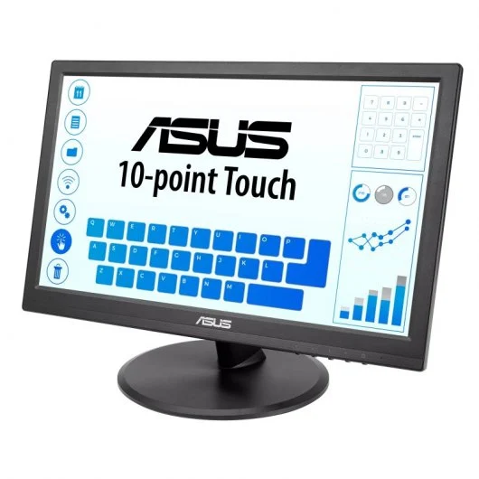 Asus VT168HR Monitor Tactil 15.6" LED WXGA 60Hz - Capacidad Tactil 10 Puntos - Respuesta 5ms - 16:9 - USB, HDMI, VGA - VESA 75x75mm