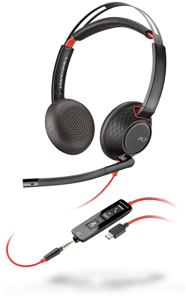 Plantronics/Poly Blackwire C5220 USB-C Auriculares con Microfono - Cancelacion de Ruido - Diadema Metalica Acolchada - Almohadillas de Piel Sintetica - Controles en Cable