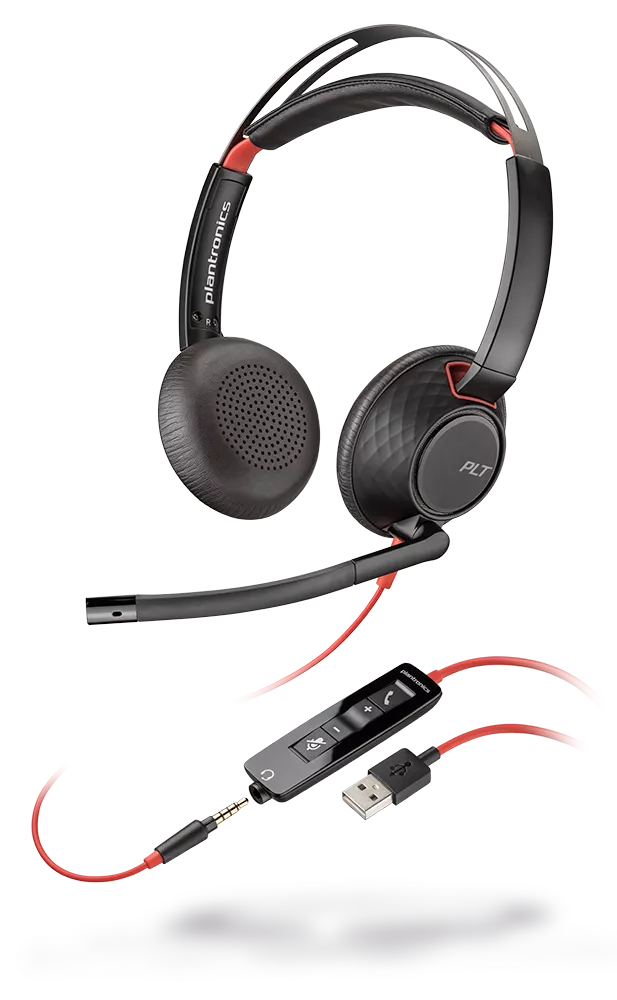 Plantronics/Poly Blackwire C5220 USB-A Auriculares con Microfono - Cancelacion de Ruido - Diadema Metalica Acolchada - Almohadillas de Piel Sintetica - Controles en Cable