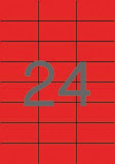 Apli Pack de 2.400 Etiquetas 70x37mm - 100 Hojas x 24 Etiquetas - Adhesivo Permanente - Cantos Rectos - Color Rojo