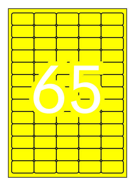Apli Pack de 1.300 Etiquetas Amarillo Fluorescente 38.1x21.2mm - 20 Hojas x 65 Etiquetas - Adhesivo Permanente - Cantos Rectos