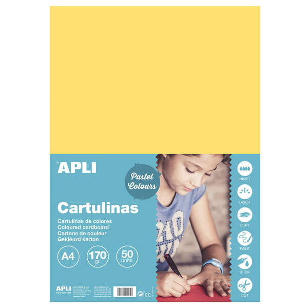 Apli Cartulina Amarillo Claro A4 170g 50 Hojas
