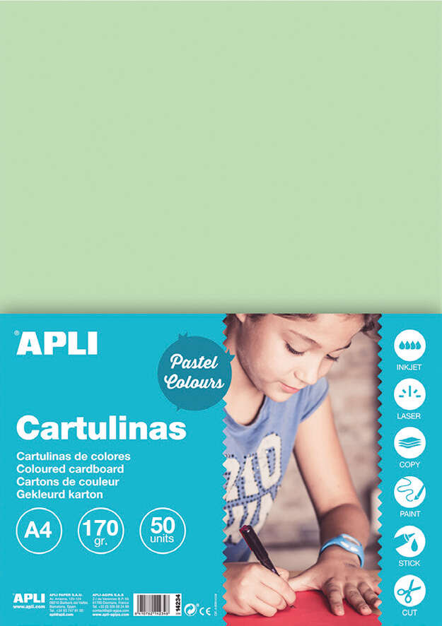 Apli Cartulina Verde Esmeralda A4 170g 50 Hojas