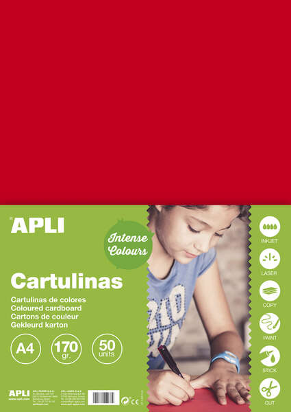 Apli Cartulina Roja A4 170g 50 Hojas