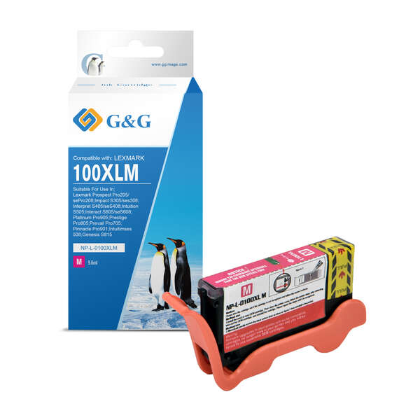 G&G Lexmark 100XL Magenta Cartucho de Tinta Generico - Reemplaza 14N1070E/14N1094E/14N0901E/14N0921E