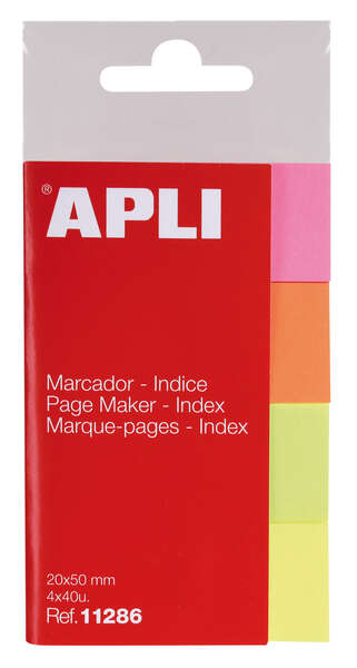 Apli Pack de 160 Indices Adhesivos de Papel 50x20mm - 40 Indices por Color - Faciles de Despegar - Organiza Tus Documentos - Col