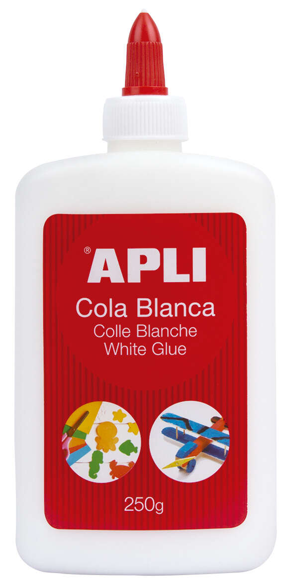 Apli Bote de Cola Blanca 250g - Secado Rapido - Resistente al Agua - Ideal para Manualidades y Trabajos Escolares