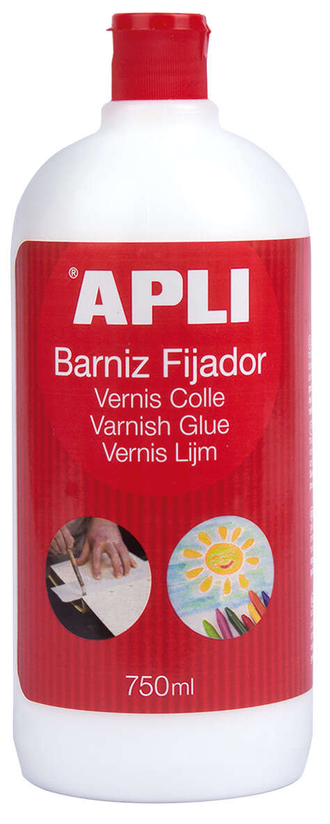 Apli Barniz Adhesivo Brillante 750ml - Proteccion Duradera - Secado Rapido - Resistente al Agua - Transparente