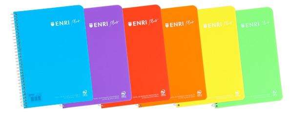 Enri Plus Cuaderno Espiral Formato Cuarto Pautado 3.5 con Margen - 80 Hojas 90gr - Cubierta de Plastico - Colores Surtidos