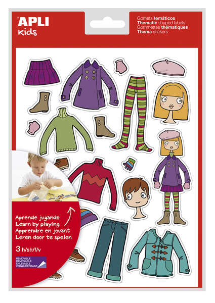 Apli Gomets Tematicos el Armario - 63 Gomets en 3 Hojas - Adhesivo Removible - Desarrollados con Educadores - Ilustraciones Enriquecedoras - Adhesivo Base Agua - Libre de Disolventes - Coloridos