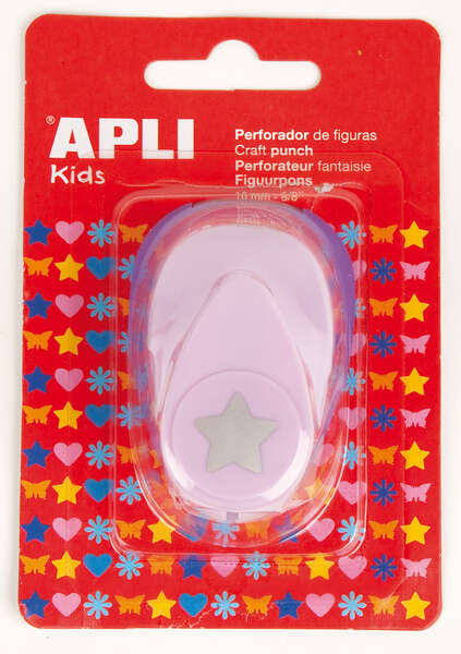 Apli Perforadora de Papel en Forma de Estrella - Figura de 16mm - Alta Calidad para Papel, Carton y Cartulina - Deposito de Restos de Papel - Doble Uso para Decoracion - Ideal para Manualidades y Decoraciones - Color Plateado